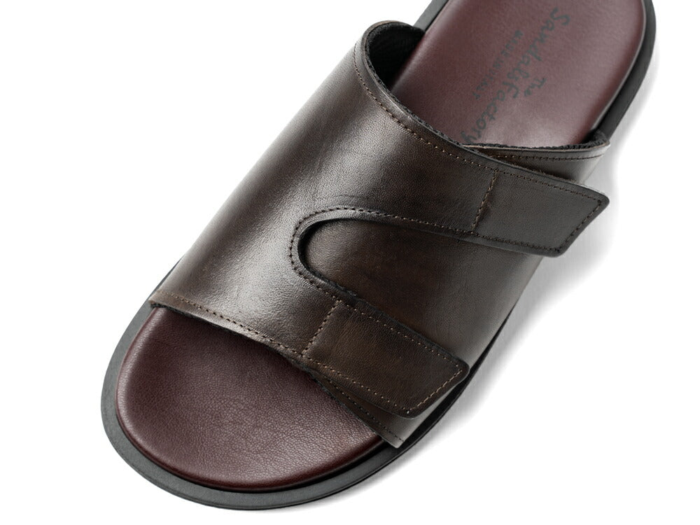 【返品不可】サンダルスファクトリー レザーサンダル スムースレザー M7775 ダークブラウン / 茶 THE SANDALS FACTORY 本革 高級 サンダル メンズ ブランド 革 クッション 履き心地 シンプル カジュアル 男性 高級サンダル ブランドサンダル イタリア