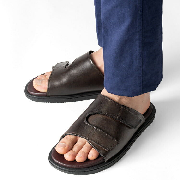【返品不可】サンダルスファクトリー レザーサンダル スムースレザー M7775 ダークブラウン / 茶 THE SANDALS FACTORY 本革 高級 サンダル メンズ ブランド 革 クッション 履き心地 シンプル カジュアル 男性 高級サンダル ブランドサンダル イタリア