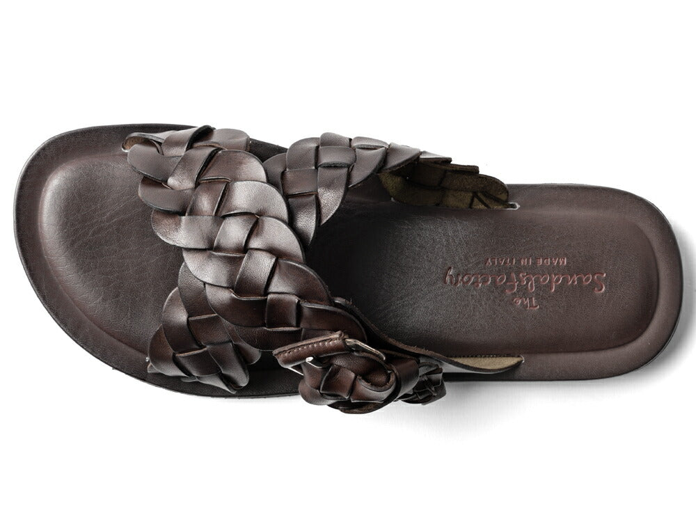 【返品不可】サンダルスファクトリー レザーサンダル イントレチャート クロスサンダル M6800 ダークブラウン / 茶 THE SANDALS FACTORY 本革 イントレ イントレッチオ 高級 サンダル メンズ ブランド 革 クッション シンプル カジュアル 男性 ブランドサンダル イタリア