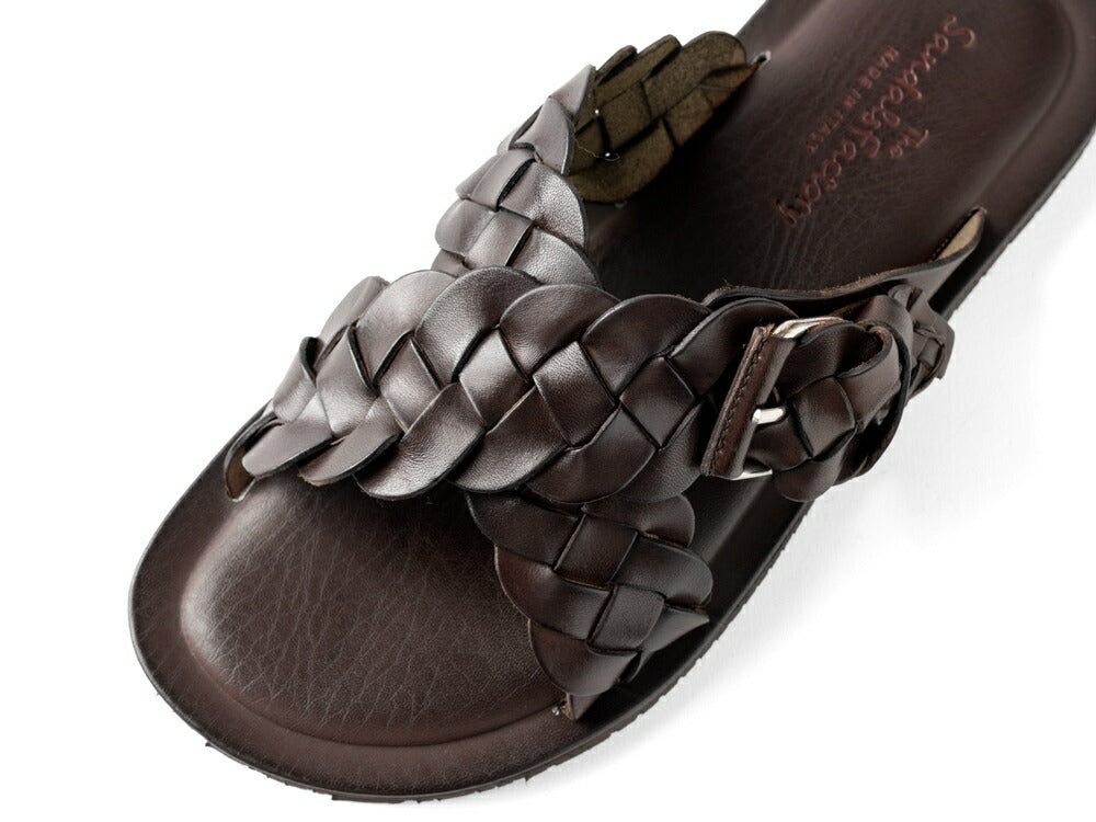 【返品不可】サンダルスファクトリー レザーサンダル イントレチャート クロスサンダル M6800 ダークブラウン / 茶 THE SANDALS FACTORY 本革 イントレ イントレッチオ 高級 サンダル メンズ ブランド 革 クッション シンプル カジュアル 男性 ブランドサンダル イタリア