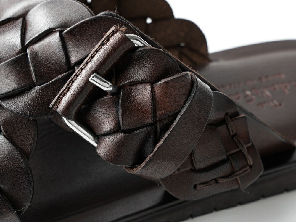 【返品不可】サンダルスファクトリー レザーサンダル イントレチャート クロスサンダル M6800 ダークブラウン / 茶 THE SANDALS FACTORY 本革 イントレ イントレッチオ 高級 サンダル メンズ ブランド 革 クッション シンプル カジュアル 男性 ブランドサンダル イタリア