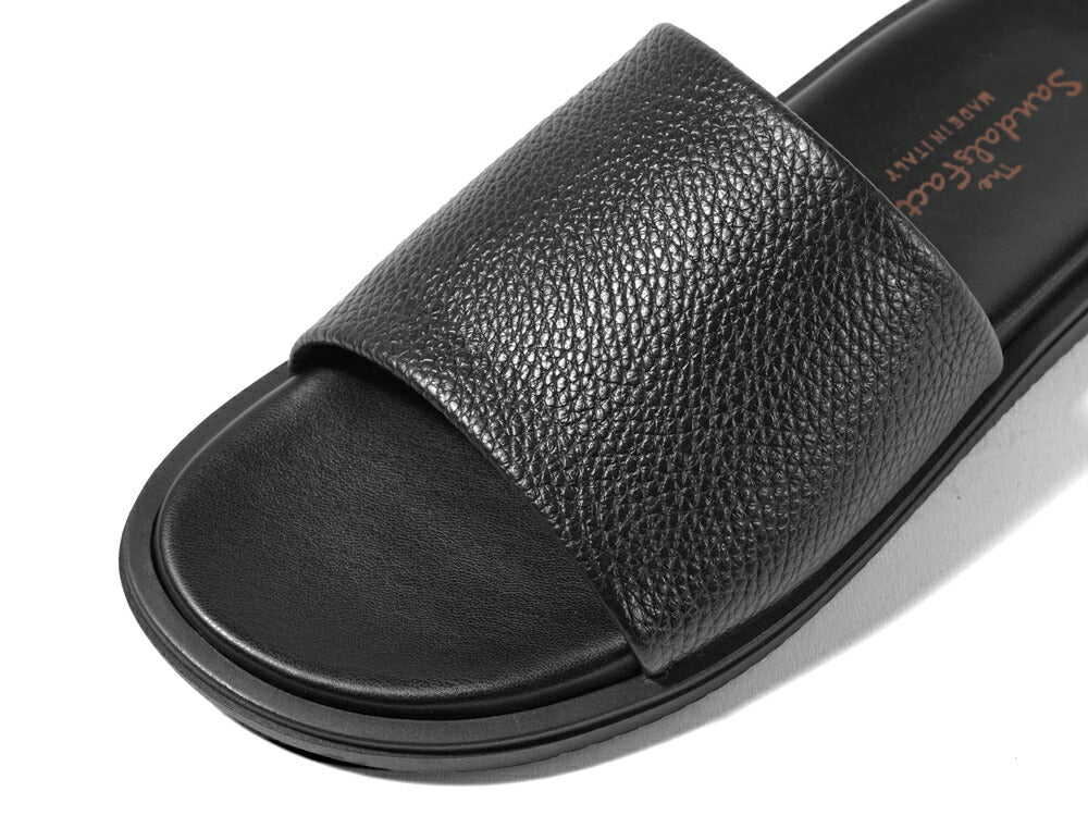 サンダルスファクトリー レザーサンダル スライドサンダル M6887-1 BLACK シボ革 ブラック 黒 THE SANDALS FACTORY 本革 高級 サンダル メンズ ブランド 革 クッション 履き心地 シンプル カジュアル 男性 高級サンダル ブランドサンダル イタリア
