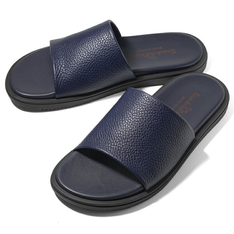 サンダルスファクトリー レザーサンダル スライドサンダル M6887-1 NAVY シボ革 ネイビー 紺 THE SANDALS FACTORY 本革 高級 サンダル メンズ ブランド 革 クッション 履き心地 シンプル カジュアル 男性 高級サンダル ブランドサンダル イタリア