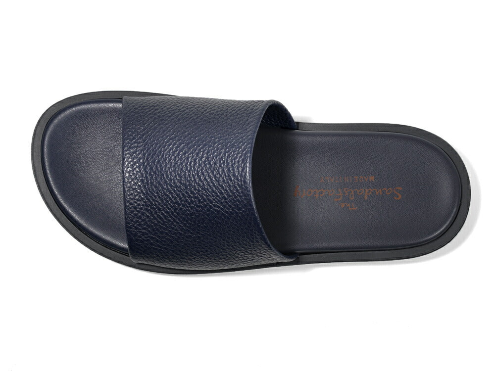 サンダルスファクトリー レザーサンダル スライドサンダル M6887-1 NAVY シボ革 ネイビー 紺 THE SANDALS FACTORY 本革 高級 サンダル メンズ ブランド 革 クッション 履き心地 シンプル カジュアル 男性 高級サンダル ブランドサンダル イタリア