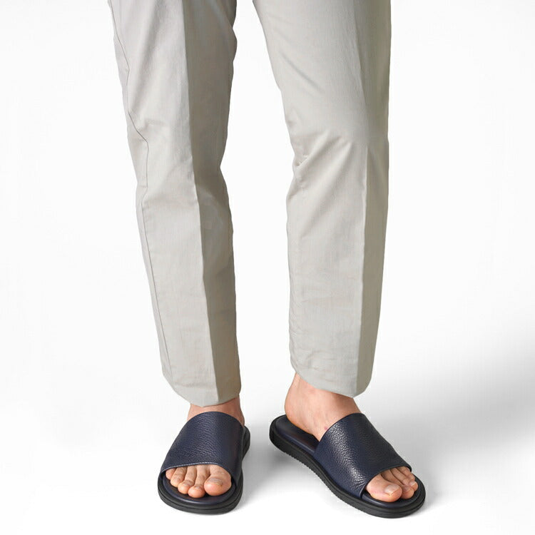 サンダルスファクトリー レザーサンダル スライドサンダル M6887-1 NAVY シボ革 ネイビー 紺 THE SANDALS FACTORY 本革 高級 サンダル メンズ ブランド 革 クッション 履き心地 シンプル カジュアル 男性 高級サンダル ブランドサンダル イタリア