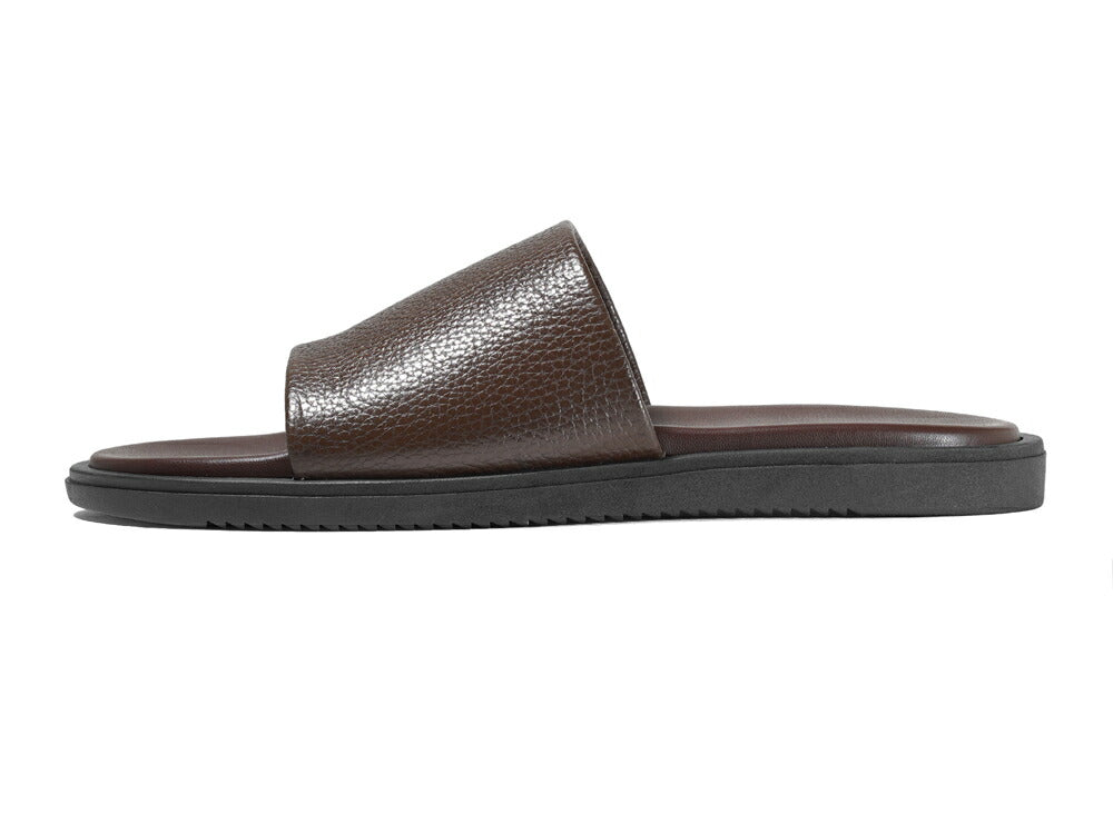 サンダルスファクトリー レザーサンダル スライドサンダル M6887 CHOCOLATE シボ革 ブラウン 茶 BROWN THE SANDALS FACTORY 本革 高級 サンダル メンズ ブランド 革 クッション 履き心地 シンプル カジュアル 男性 高級サンダル ブランドサンダル イタリア