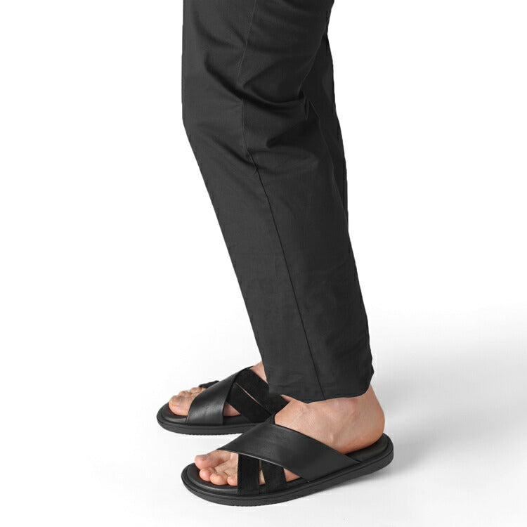サンダルスファクトリー レザーサンダル カーフレザー スエード M6717 BLACK ブラック 黒 THE SANDALS FACTORY クロスサンダル クロスベルト クロスストラップ 本革 高級 サンダル メンズ ブランド 革 クッション 履き心地 シンプル カジュアル 男性 イタリア