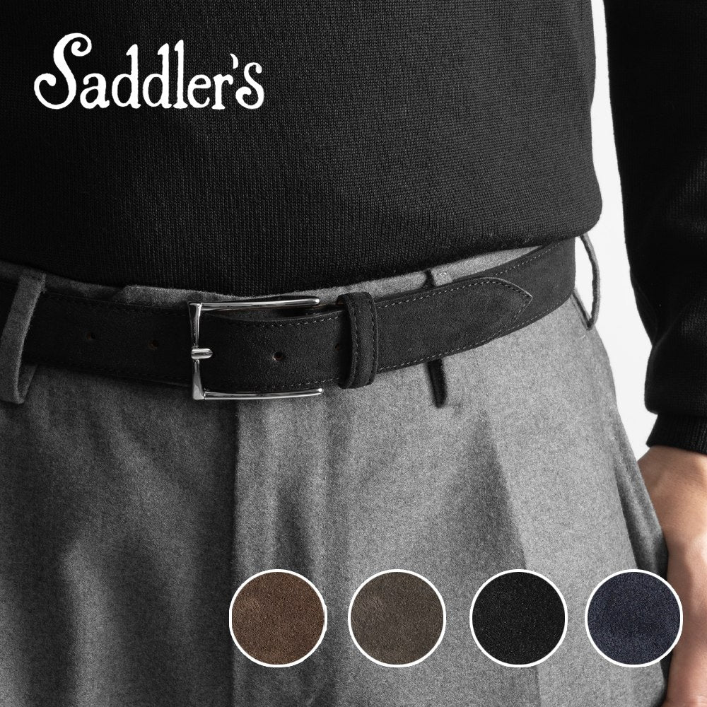 サドラーズ Saddler's スエードベルト SG02 ブラック ダークブラウン チョコレート ネイビー【3.0cm幅】【メンズ ベルト ビジネス イタリア】