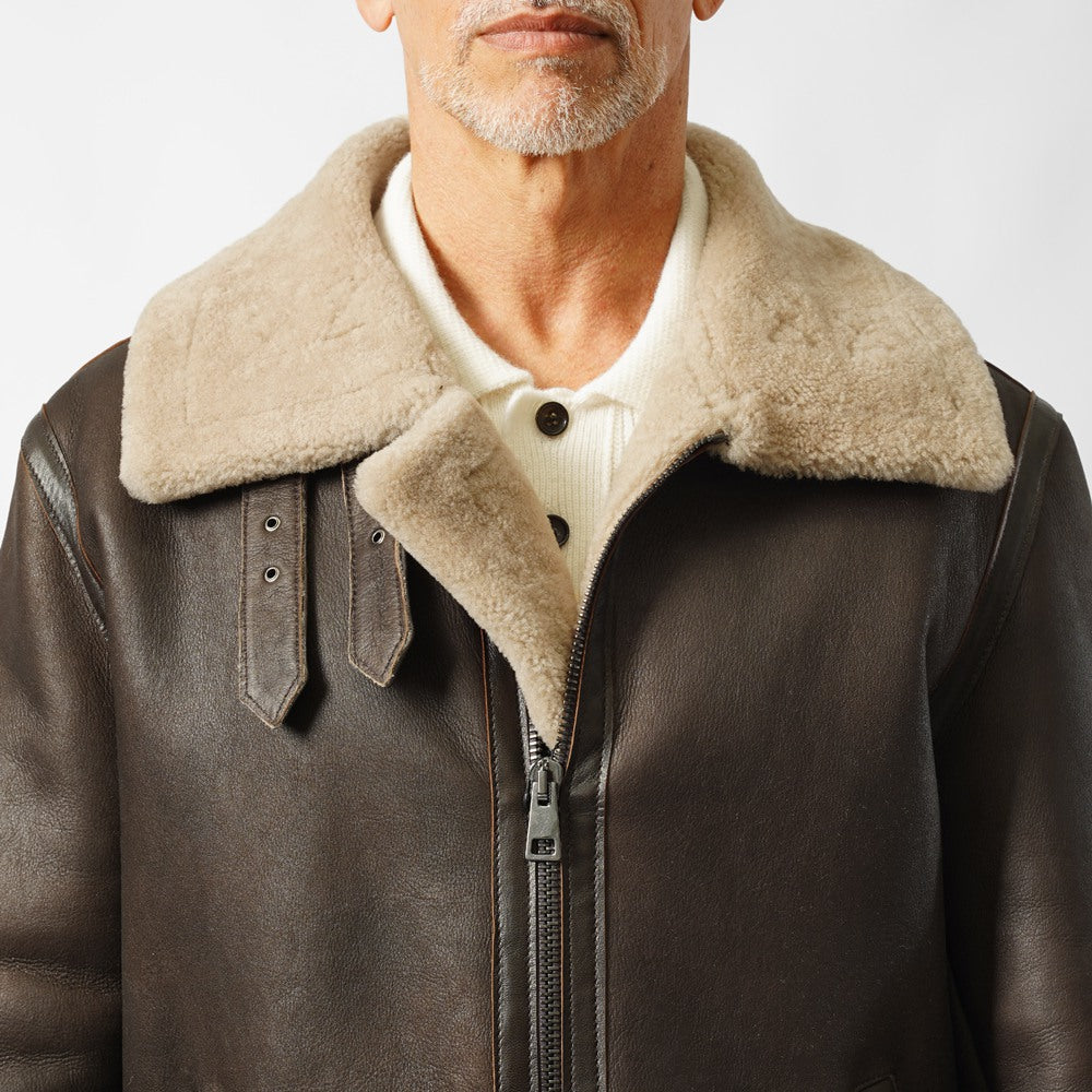 ジェッリ GELLI STELVIO B3 ムートンジャケット  ジャケット ムートン ブルゾン レザー メンズ フライトジャケット ムートンコート シアリングジャケット ブラック ブラウン グレー イタリア レザージャケット ミリタリー 本革 ショート丈