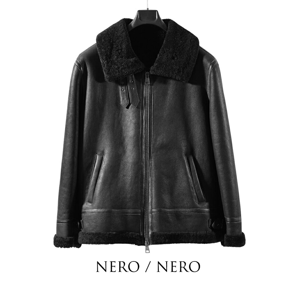 ジェッリ GELLI STELVIO B3 ムートンジャケット  ジャケット ムートン ブルゾン レザー メンズ フライトジャケット ムートンコート シアリングジャケット ブラック ブラウン グレー イタリア レザージャケット ミリタリー 本革 ショート丈