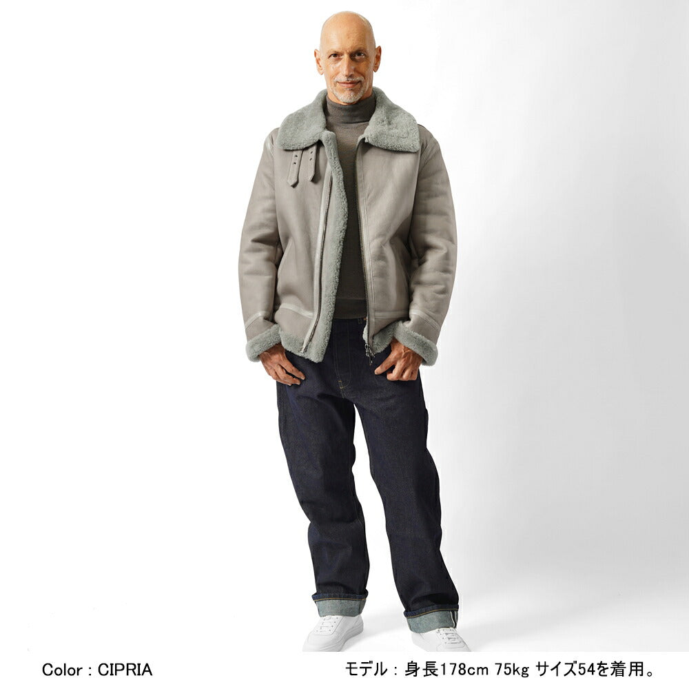 ジェッリ GELLI STELVIO B3 ムートンジャケット  ジャケット ムートン ブルゾン レザー メンズ フライトジャケット ムートンコート シアリングジャケット ブラック ブラウン グレー イタリア レザージャケット ミリタリー 本革 ショート丈