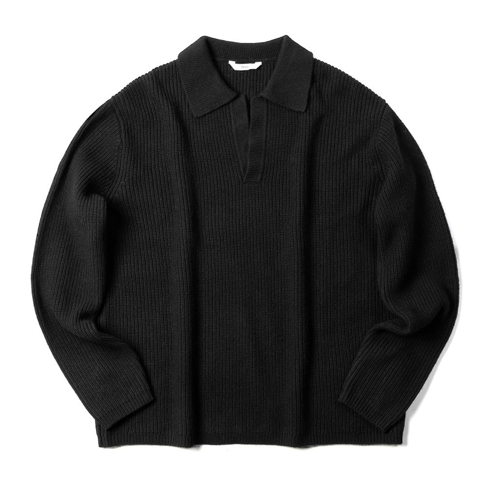 イーヴォ HEVO リブ編み ニットスキッパー ポロ オーバーサイズ TARANTO 01