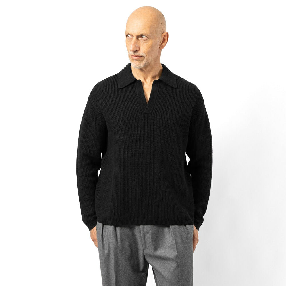 イーヴォ HEVO リブ編み ニットスキッパー ポロ オーバーサイズ TARANTO 01