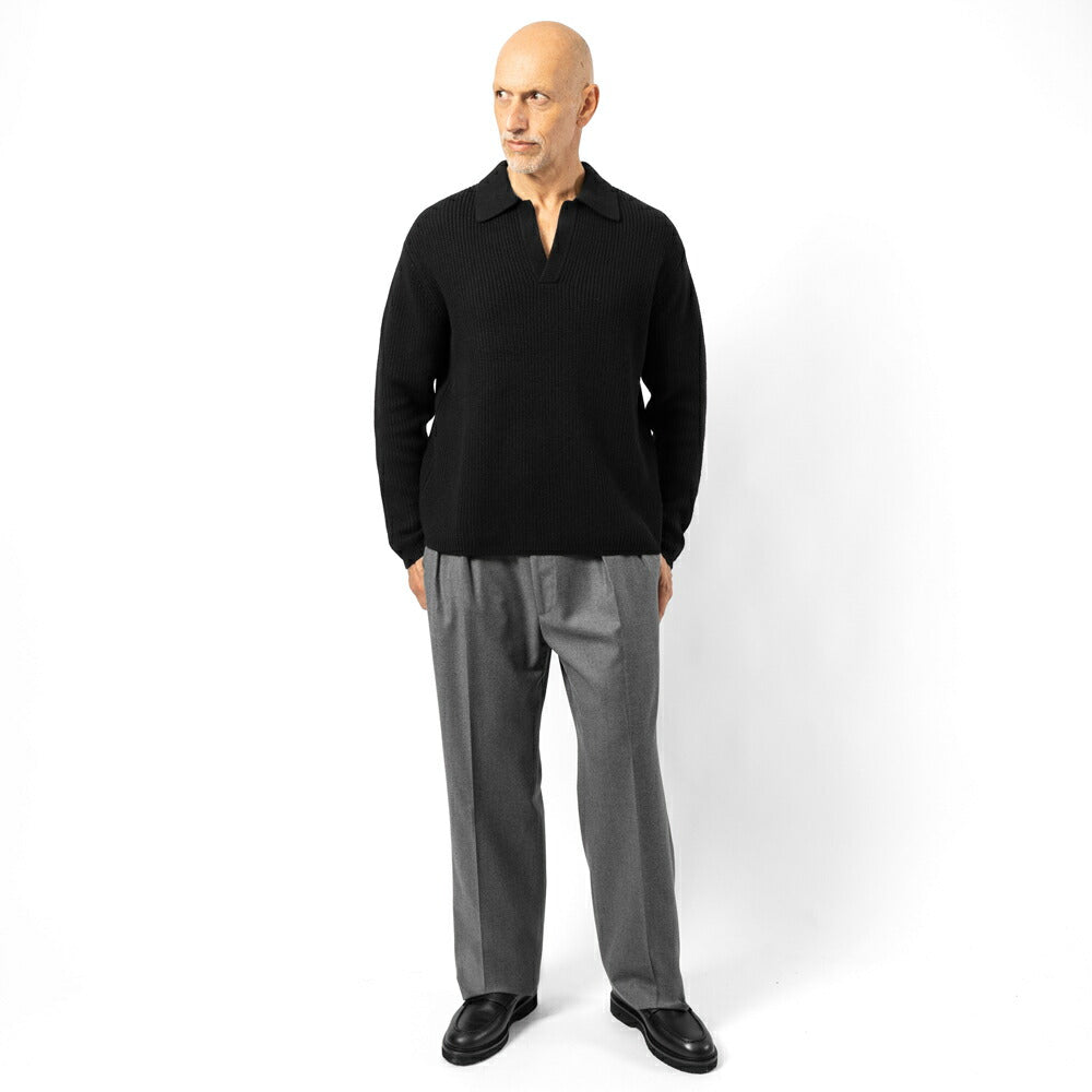 イーヴォ HEVO リブ編み ニットスキッパー ポロ オーバーサイズ TARANTO 01