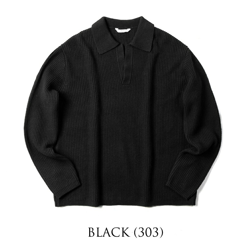 イーヴォ HEVO リブ編み ニットスキッパー ポロ オーバーサイズ TARANTO 01