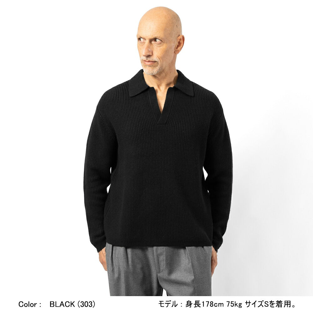 イーヴォ HEVO リブ編み ニットスキッパー ポロ オーバーサイズ TARANTO 01