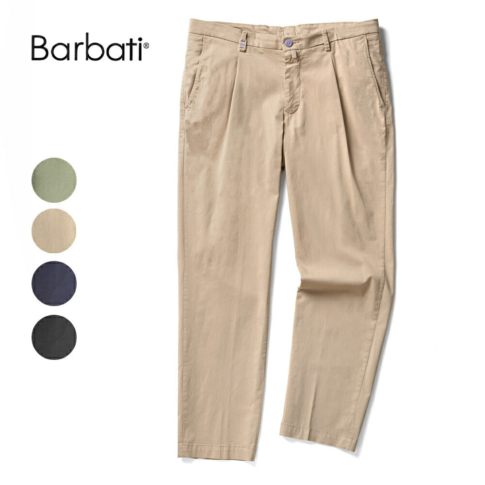 バルバッティ BARBATI スリムチノ ワンプリーツ ウォッシュ加工 P-TONY 125031 ストレッチ 25春夏 メンズチノパンツ チノパン スリムパンツ メンズ ズボン 紳士ズボン チノパンスリム チノパン パンツ グレー ネイビー ブラック ベージュ ホワイト