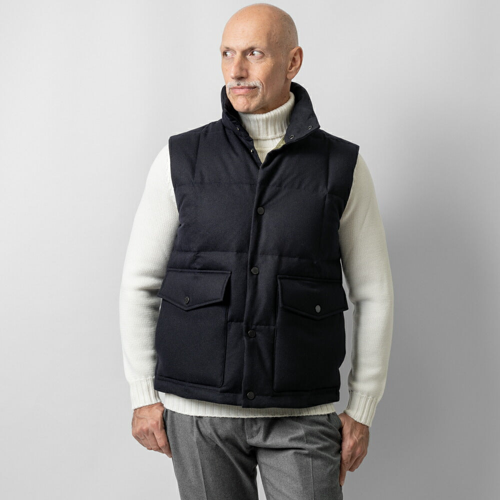 【返品不可】ヴァルスター VALSTAR ダウンベスト カシミア混ウール 407N.C005 24AW 秋冬 パデッド ダウン ベスト バルスター バルスタリーノ メンズ カシミア ウール イタリア ブランド ショート丈 アウター カジュアル 秋 冬 メンズダウン 24AW ベージュ ネイビー