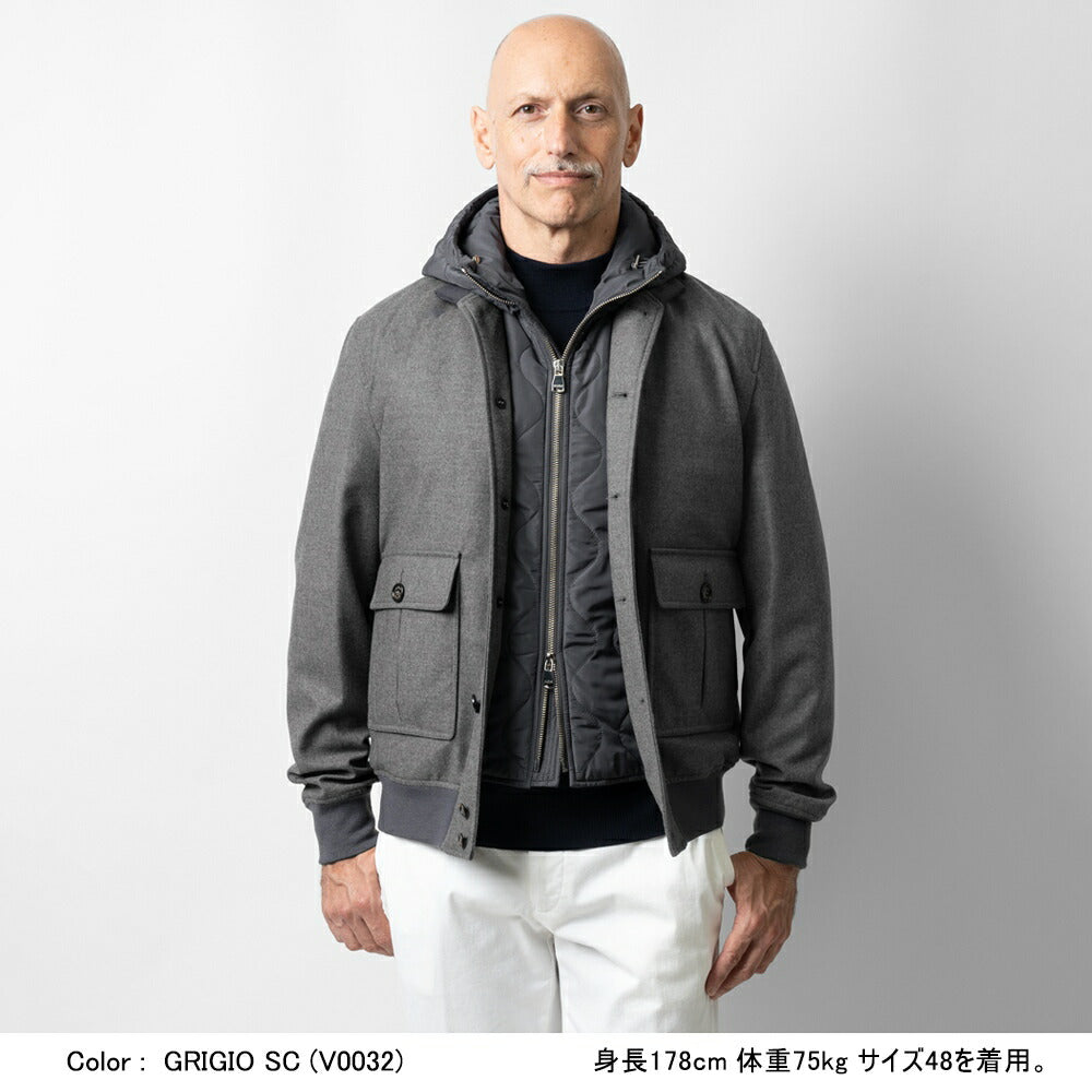 ヴァルスター VALSTAR パデッド ヴァルスタリーノ 407A.D064 フーディ ウール ブルゾン ライナー着脱可 24AW 秋冬 レギュラーフィット バルスター バルスタリーノ メンズ ライナー付き イタリア ウールジャケット ショート丈 アウター インポート