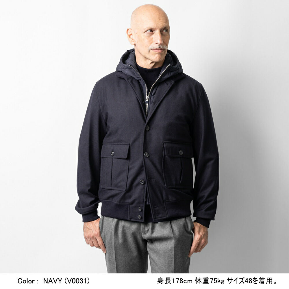 ヴァルスター VALSTAR パデッド ヴァルスタリーノ 407A.D064 フーディ ウール ブルゾン ライナー着脱可 24AW 秋冬 レギュラーフィット バルスター バルスタリーノ メンズ ライナー付き イタリア ウールジャケット ショート丈 アウター インポート