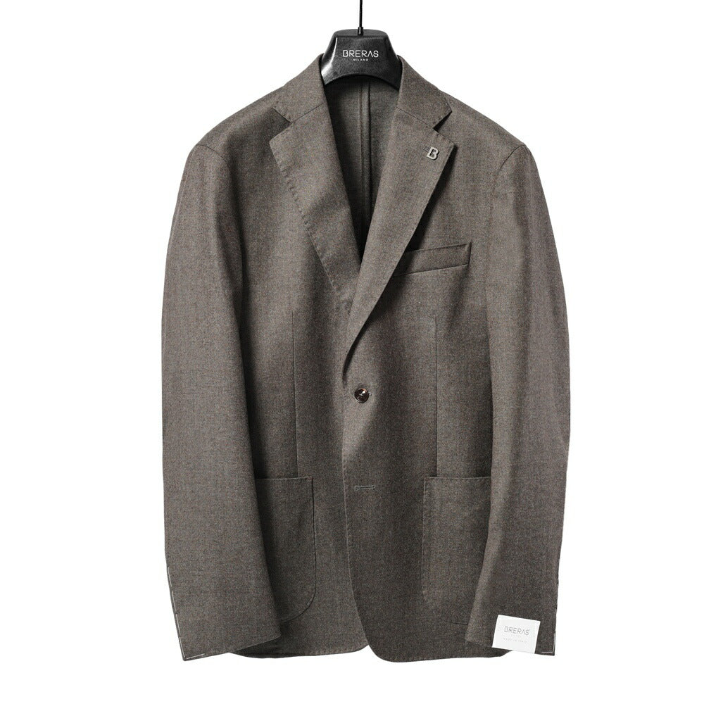 ブレラス BRERAS ジャケット VENEZIA T A 535 シングル ブラウン ブラック 25AW 25秋冬 テーラードジャケット CANONICO カノニコ フランネルウール メンズ ビジネス ブランド アンフィニッシュ 2ボタン サイドベンツ 高級 クラシコ イタリア