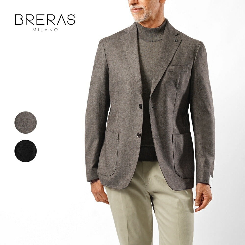 ブレラス BRERAS ジャケット VENEZIA T A 535 シングル ブラウン ブラック 25AW 25秋冬 テーラードジャケット CANONICO カノニコ フランネルウール メンズ ビジネス ブランド アンフィニッシュ 2ボタン サイドベンツ 高級 クラシコ イタリア