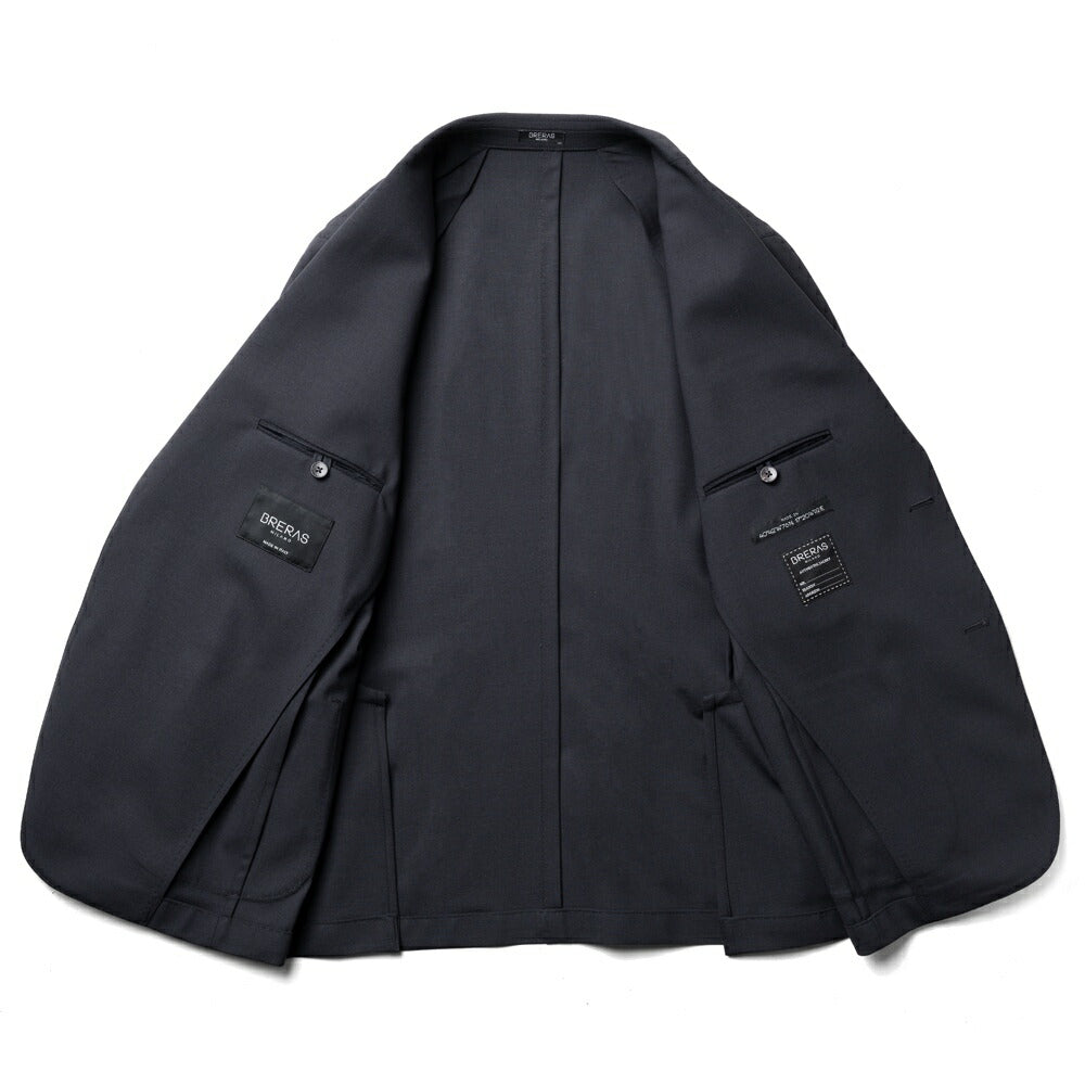 ブレラス BRERAS ジャケット シングル ネイビー ブラック VENEZIA-ATP1 24AW 24秋冬 テーラードジャケット ウールタフタ ウール メンズ ビジネス ブランド アンフィニッシュ 2ボタン サイドベンツ 高級 クラシコ イタリア