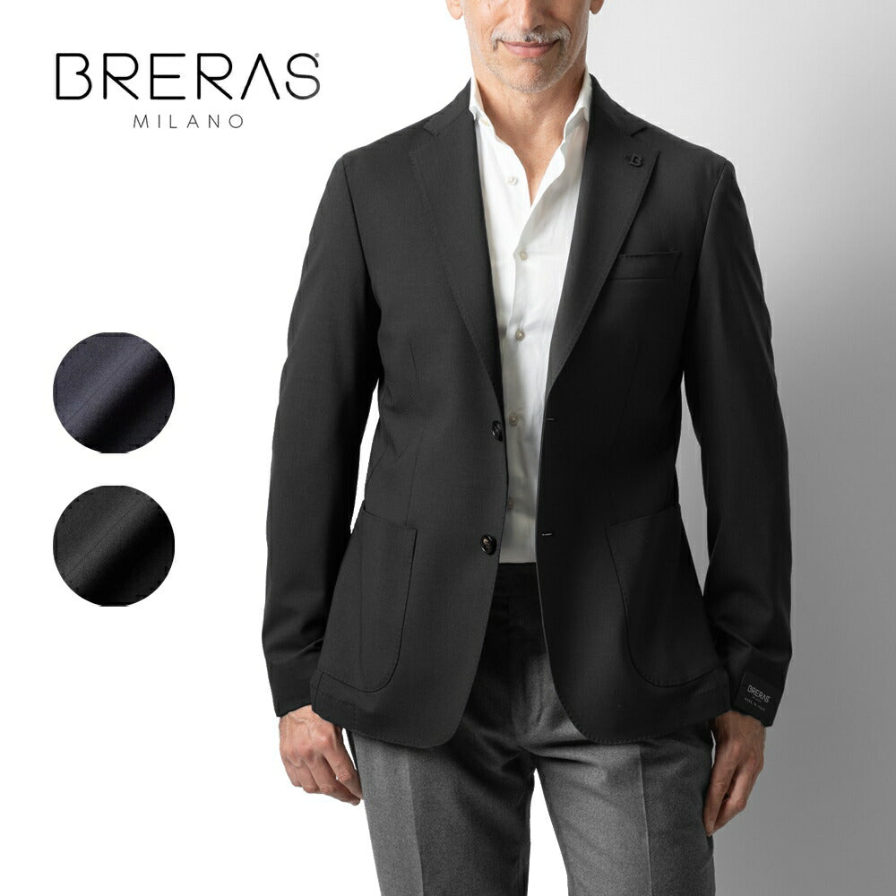 ブレラス BRERAS ジャケット シングル ネイビー ブラック VENEZIA-ATP1 24AW 24秋冬 テーラードジャケット ウールタフタ ウール メンズ ビジネス ブランド アンフィニッシュ 2ボタン サイドベンツ 高級 クラシコ イタリア