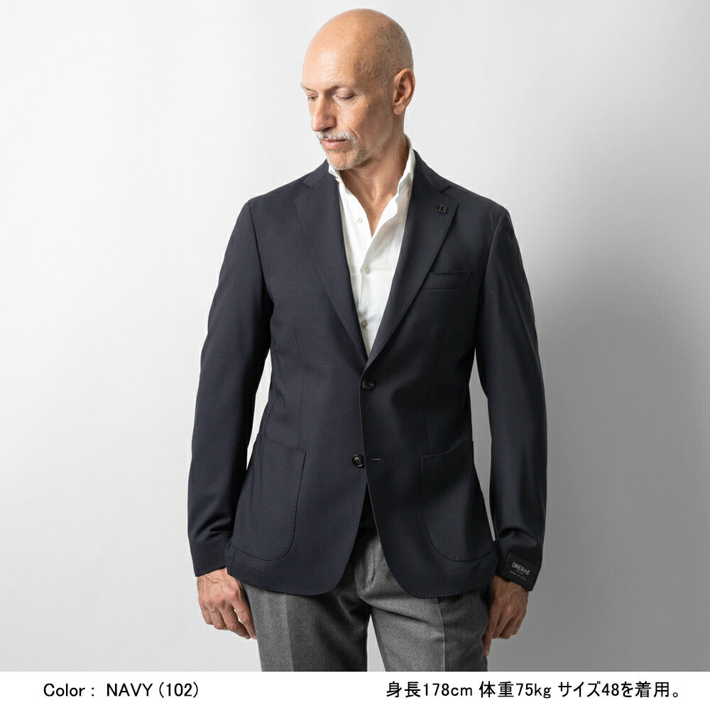 ブレラス BRERAS ジャケット シングル ネイビー ブラック VENEZIA-ATP1 24AW 24秋冬 テーラードジャケット ウールタフタ ウール メンズ ビジネス ブランド アンフィニッシュ 2ボタン サイドベンツ 高級 クラシコ イタリア