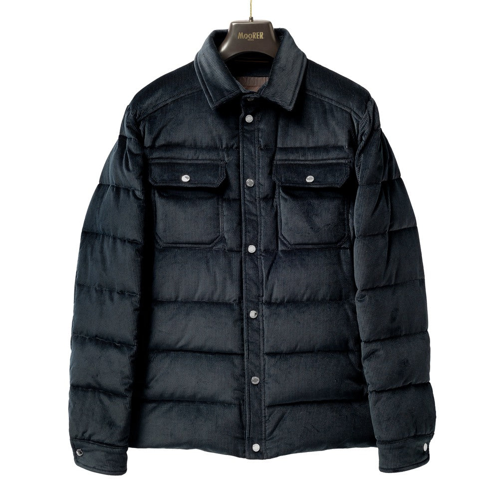 ムーレー MOORER  VETON-VH ヴェトン ダウンジャケット ダウンシャツ コーデュロイ ネイビー メンズ ジャケット シャツ型 ダウンジャケット  メンズアウター シンプル ブランド イタリア