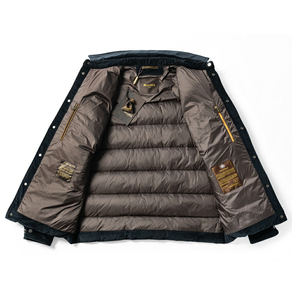 ムーレー MOORER  VETON-VH ヴェトン ダウンジャケット ダウンシャツ コーデュロイ ネイビー メンズ ジャケット シャツ型 ダウンジャケット  メンズアウター シンプル ブランド イタリア