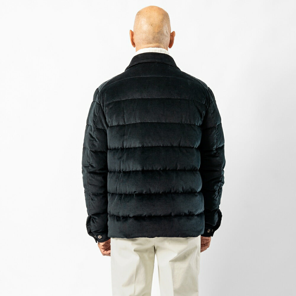 ムーレー MOORER  VETON-VH ヴェトン ダウンジャケット ダウンシャツ コーデュロイ ネイビー メンズ ジャケット シャツ型 ダウンジャケット  メンズアウター シンプル ブランド イタリア