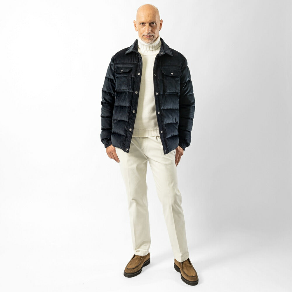 ムーレー MOORER  VETON-VH ヴェトン ダウンジャケット ダウンシャツ コーデュロイ ネイビー メンズ ジャケット シャツ型 ダウンジャケット  メンズアウター シンプル ブランド イタリア
