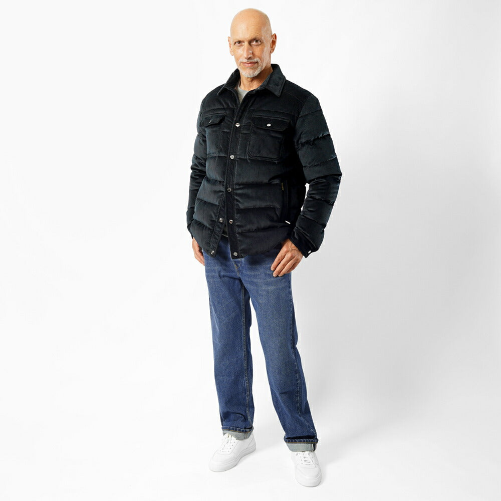 ムーレー MOORER  VETON-VH ヴェトン ダウンジャケット ダウンシャツ コーデュロイ ネイビー メンズ ジャケット シャツ型 ダウンジャケット  メンズアウター シンプル ブランド イタリア