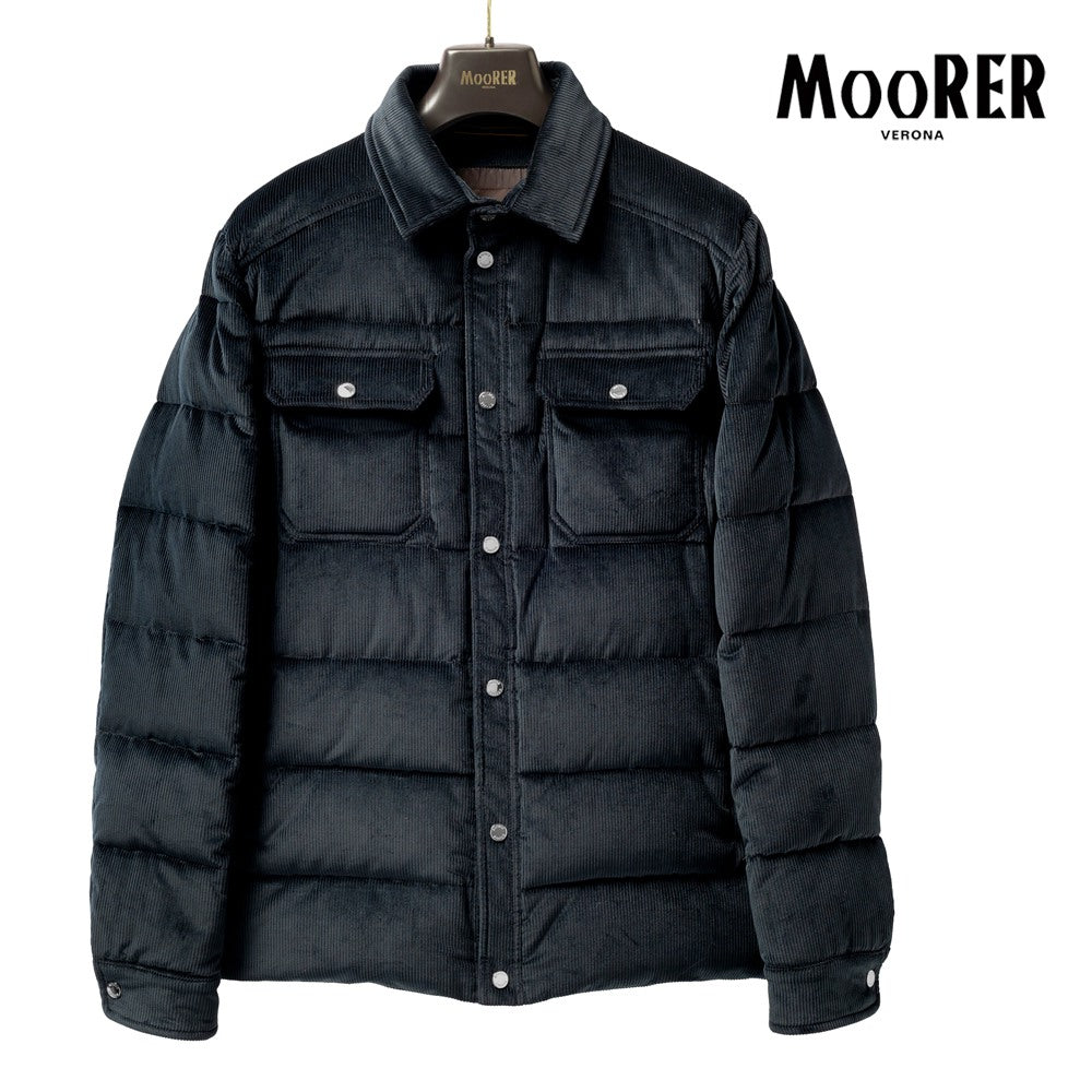ムーレー MOORER  VETON-VH ヴェトン ダウンジャケット ダウンシャツ コーデュロイ ネイビー メンズ ジャケット シャツ型 ダウンジャケット  メンズアウター シンプル ブランド イタリア