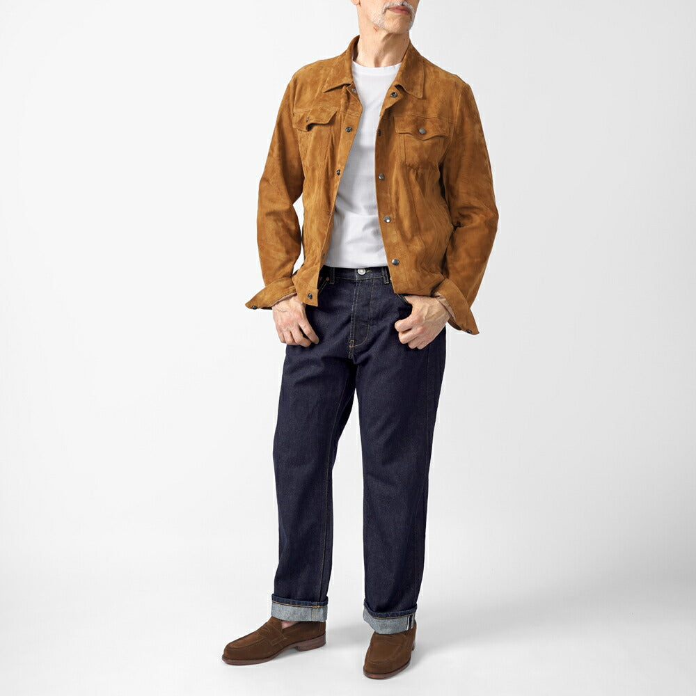 ダクテ DACUTE Gジャン スエード トラッカージャケット シャツジャケット JEANS メンズ レザーシャツ シャツブルゾン レザー  ブラック ブラウン ベージュ ブルゾン ライトアウター Gジャンサードモデル ワークシャツ 革ジャケット イタリア ライトアウター レザー アウター