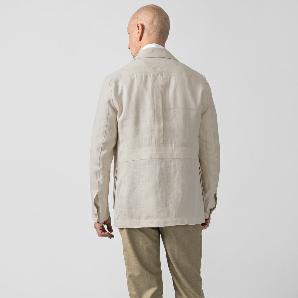 ジェリーケイ JERRY KEY サファリジャケット リネン WILD-JACKET 3362-93267 25春夏 ネイビー ベージュ ブラウン リネンジャケット ブルゾン メンズ カジュアル ブランド イタリア 麻