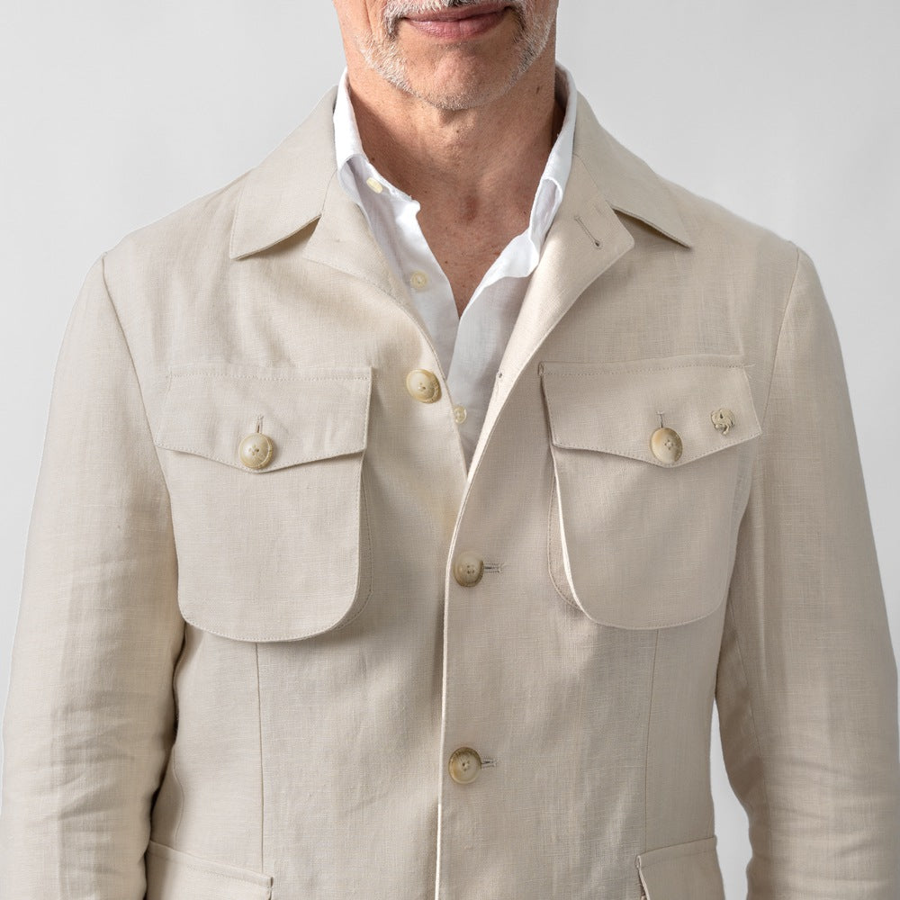 ジェリーケイ JERRY KEY サファリジャケット リネン WILD-JACKET 3362-93267 25春夏 ネイビー ベージュ ブラウン リネンジャケット ブルゾン メンズ カジュアル ブランド イタリア 麻