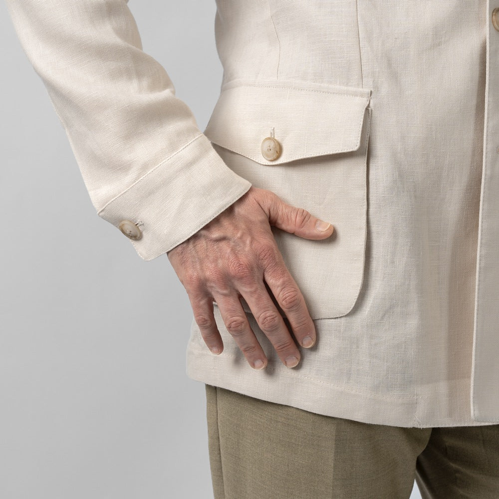 ジェリーケイ JERRY KEY サファリジャケット リネン WILD-JACKET 3362-93267 25春夏 ネイビー ベージュ ブラウン リネンジャケット ブルゾン メンズ カジュアル ブランド イタリア 麻